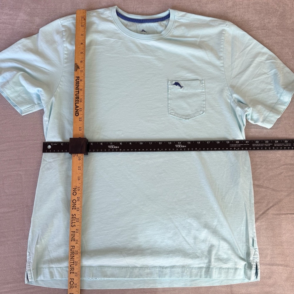 Tommy Bahama T Shirt Mens Large Aqua Blue Pima Cotton Pocket Tee Casual - Picture 4 of 5